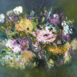 Carry van Delft - large painting, floral, bloemen, abstract, bouquet, boeket, pastel colours.