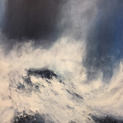 Carry van Delft - Striking, rocks, sea, water, turbulent, painting, art.