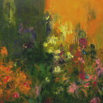 Carry van Delft - Sunrise, Flowers, Forest, orange, red, yellow, lioght, painting, abstract.