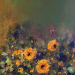 Schilderij | Painting | 30 x 30 cm | geel paars groen | Bright Summer | Carry van Delft