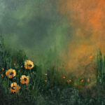 Schilderij | Painting | 50 x 50 cm | Groen met Oranje | Carry van Delft