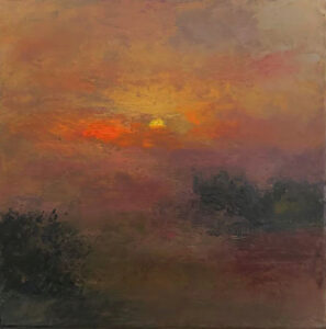 Schilderij | Painting | 20 x 20 cm | pink, orange, grey, | Carry van Delft