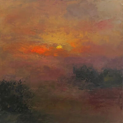 Schilderij | Painting | 20 x 20 cm | pink, orange, grey, | Carry van Delft