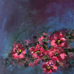 Schilderij | Painting | 50 x 50 | blauw en rose | First promise of Spring | Carry van Delft