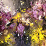 Schilderij | Painting | geel met roze | 50 x 50 cm | Garden Breeze | Carry van Delft