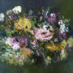Schilderij | Painting | 120 x 100 cm | Roze geel en groen | Langage des Fleurs | Carry van Delft