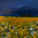 Schilderij | Painting | 20 x 20 | blauw en geel | Le Ciel; de Provence | Carry van Delft