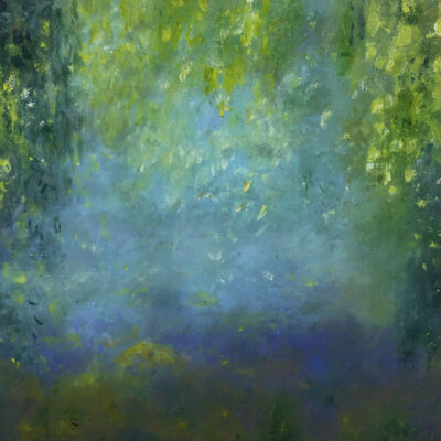 Schilderij | 70x70cm | groen en blauw | Midsummer Magic Morning | Carry van Delft