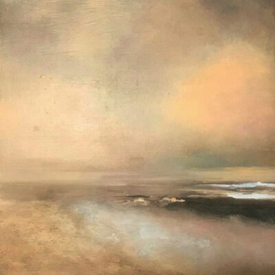 Schilderij | Painting | 30 x 30 cm | azuurblauw, oranje en mauve | Carry van Delft