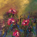 Schilderij | Painting | 20 x 20 | geel en rose | souffle du matin | Carry van Delft