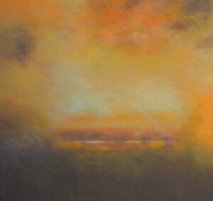 Schilderij | Painting | 100 x 100 | Oranje, geel, wit, bruin | Vague Memories (8) | Carry van Delft