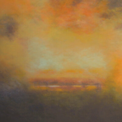 Schilderij | Painting | 100 x 100 | Oranje, geel, wit, bruin | Vague Memories (8) | Carry van Delft