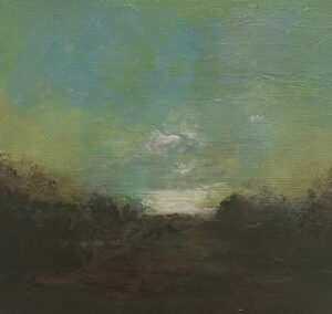 Schilderij | Painting | 20 x 20 cm | blauw, en bruin | Carry van Delft