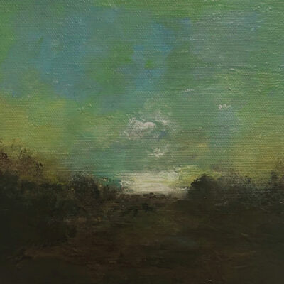 Schilderij | Painting | 20 x 20 | blauw bruin en wit | When we stared at the light |carry van delft