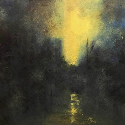Schilderij | Painting | 50 x 50 cm | geel, dblauw | Carry van Delft