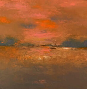 Schilderij | Painting | 20 x 20 cm | oranje, rose en mauve | Carry van Delft