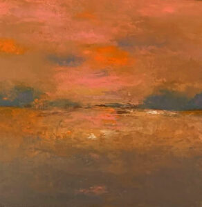 Schilderij | Painting | 20 x 20 cm | oranje, rose en mauve | Carry van Delft