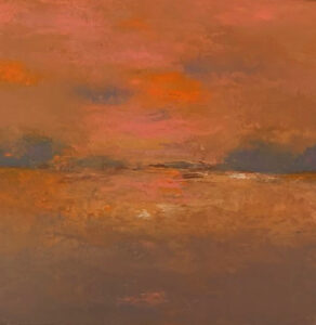 Schilderij | Painting | 20 x 20 cm | oranje, rose en mauve | Carry van Delft