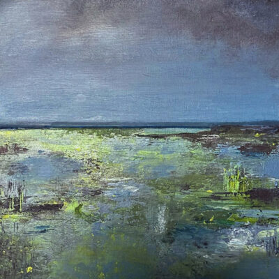 Schilderij | Painting | 30 x 30 | blauw en groen | Silence of the Wetlands| Carry van Delft